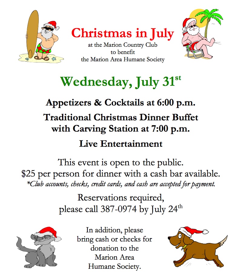 Christmas In July! July 31st